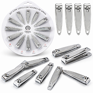 Kit 12 Cortadores de Unha Oásis Aço Inox Profissional Alta Precisão e Durabilidade OASIS OIH-5416