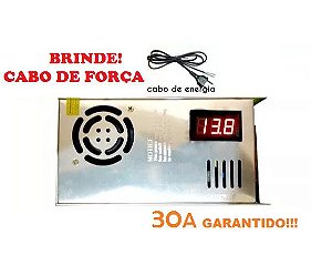 Fonte 13,8v 30a para Barra de Leds,  Radio Px,  Som Automotivo Com Voltímetro