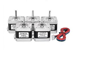 Kit 5 Motores De Passo Nema17 4,8kgf P/ Impressora 3d E Cnc