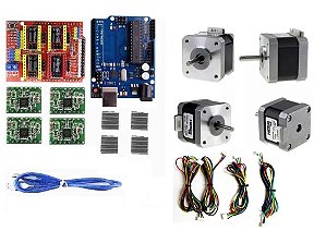 Kit Cnc Shield + Uno 328 +4 Driver A4988 + 4 Motor Nema17