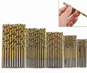 Jogo 50 Brocas De Titânio Revestido Aço De Alta Velocidade