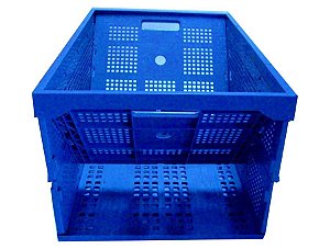 Caixa plástica dobrável PP azul 64 l/50kg 60x40x31cm - Pct c/2