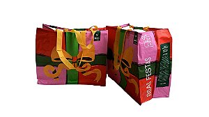 Sacola de Ráfia Retornável 35x40x18 cm Natal - Pct c/20