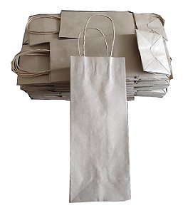 Sacolas de papel kraft 135g lisas 12x9x32cm p/vinho - Pct c/50