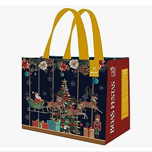 Sacola de Ráfia Retornável 35x40x18 cm Natal 2026 - Pct c/100