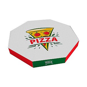 Caixa de papelão branca oitavada p/pizza 25cm Cx c/50