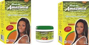 Hene Divina Dama Castanho Escuro Amazonia 02x200gr c/ Touca Termo ativadora + Creme Branco 500gr Incolor