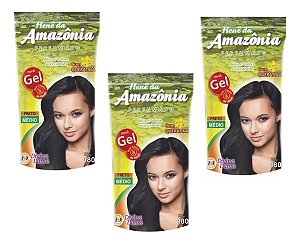 Divina Dama Hene Em Gel Amazonia 03x180gr Preto Medio Pouch kit 03 Unidades Incolor
