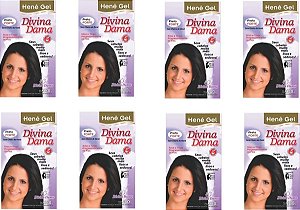 Divina Dama Hene Em Gel Jaborandi 08x180gr Preto Forte Pouch Kit 08 unidades incolor