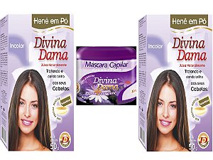 Divina Dama Incolor Hene Em Po 02x50gr Caixa Jaborandi + Mascara Capilar Branco 500gr Incolor