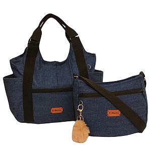 Kit com 2 Lindas Bolsas Jeans Feminina 1 Grande E 1 Pequena Moda casual Frete Grátis R.Martino