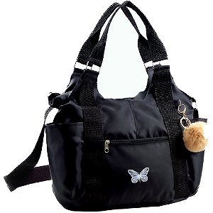 Bolsa Nylon Grande Impermeável com Linda e Estilosa Estampa de Borboleta Moda Casual