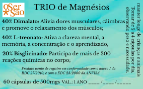 TRIO DE MAGNÉSIOS - (L-Treonado + Dimalato + Bisglicinato de Magnésio)
