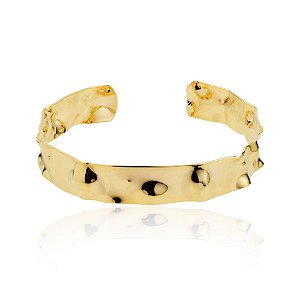 Bracelete Chapa Martelada Aberta Shiv - Banho de Ouro 18k