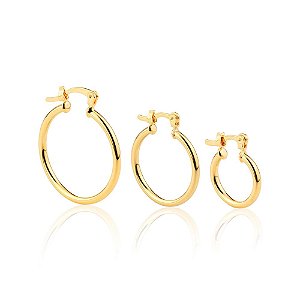 Kit Trio Argolas Kika - Banho de Ouro 18k