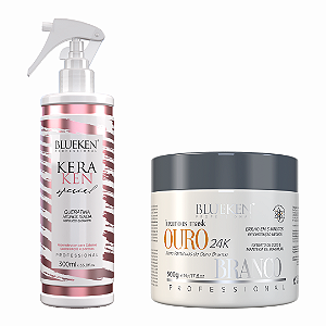 KeraKen Special Queratina Hidrolisada Blueken 300Ml + Máscara Luxurious Ouro Branco Blueken 500G
