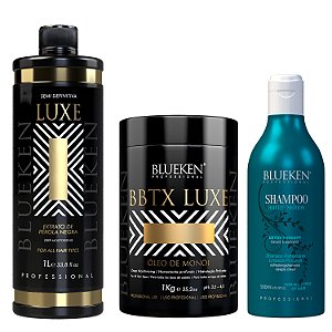 Escova Semi Definitiva Luxe Blueken 1L + Bbtx Luxe 1Kg + Shampoo Detox Therapy 500Ml