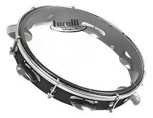 Pandeiro 10'' Injetado Em Abs Com Pele Cristal Torelli Tp348 Preto