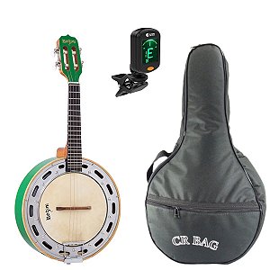 Kit Banjo Elétrico Verde Rozini Rj11elvd + Capa Luxo + Afinador