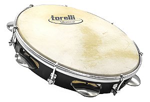 Pandeiro Pele Animal Injetado Em Abs Preto Torelli Tp300