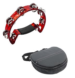 Pandeirola Meia Lua Cristal Vermelha Torelli Tp316 Com Capa
