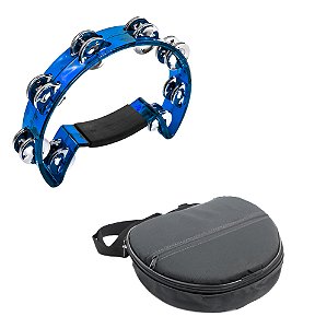 Pandeirola Meia Lua Cristal Azul Torelli Tp316 Com Capa