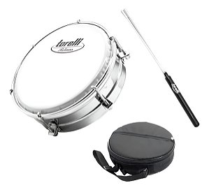 Kit Tamborim De Alumínio 60mm Bag E Baqueta Tripla Torelli Rt107