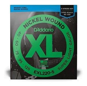 Encordoamento Para Baixo D'addario 5 Cordas 0.40 Exl220-5