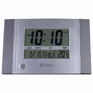 Relógio De Parede Digital Herweg 6472-071 Cinza Metálico