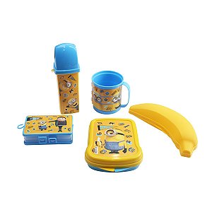 Kit Sanduicheira Porta Banana Máscara Escova de Dente e Caneca Minions 5 Peças (5785/13251/5778/13920/4757)