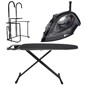 Kit Passa Roupa Completo: Ferro de Passar, Tábua de Passar e Suporte Organizador (PTH5000+PTH2000+PTH1000)