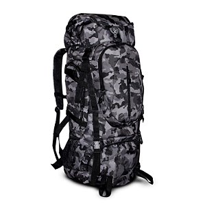 Mochila Camping Camuflado Cinza 70 Litros Clio - MC9170