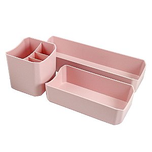 Organizador Multiuso de 3 Peças Loft Rosa Jacki Design - AWF20919