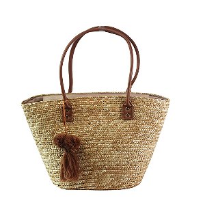 Bolsa de Praia em Palha Tote Bag Pagani Caramelo PG6929