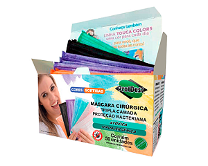 Máscara Colors Tripla Camada C/ Elástico ProtDesc 50un.