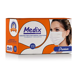 Máscara Branca Tripla Camada C/ Elástico Medix 50un.