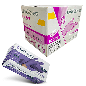 Luva Latex Roxa Purple Unigloves Com Pó Atacado 1.000 Unidades