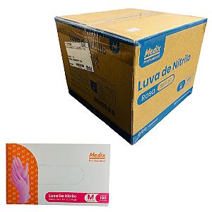 Luva Nitrilo Rosa Pink s/ Pó Medix Profissional Atacado 1000 Unidades