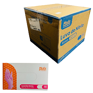 Luva Nitrilo Rosa Pink s/ Pó Medix Profissional Atacado 1000 Unidades