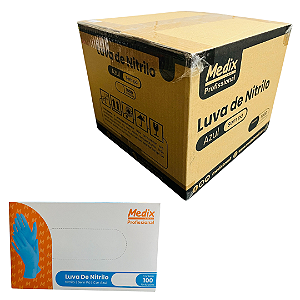 Luva Nitrilo Azul s/ Pó Medix Profissional Atacado 1000 Unidades