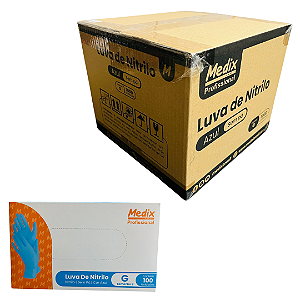 Luva Nitrilo Azul s/ Pó Medix Profissional Atacado 1000 Unidades