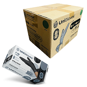 Luva Nitrilo Preta Unigloves sem Pó Atacado 1.000 Unidades