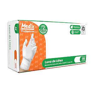Luva Látex Branca c/ Pó Medix Profissional Caixinha Amassada