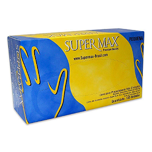 Luva Látex Branca c/ Pó Supermax Caixinha Amassada