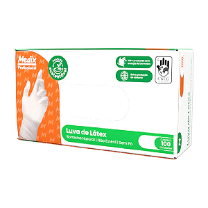 Luva Látex Branca Sem Pó Medix Profissional Caixinha Amassada
