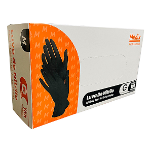 Luva Nitrilo Black s/ Pó Medix Profissional Caixinha Amassada