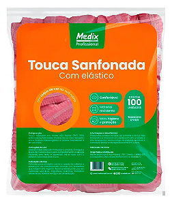 Touca Rosa Sanfonada Descartável C/ Elástico 100un. Medix