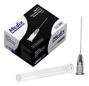 Agulha Hipodermica 22G 25x0,70mm Preta Medix 100 uni