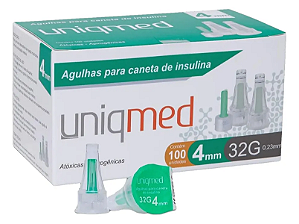 Agulha para Caneta de Insulina 4mm 32G Uniqmed 100 uni