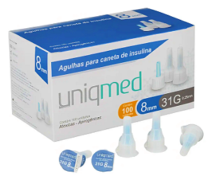 Agulha para Caneta de Insulina 8mm 31G Uniqmed 100 uni